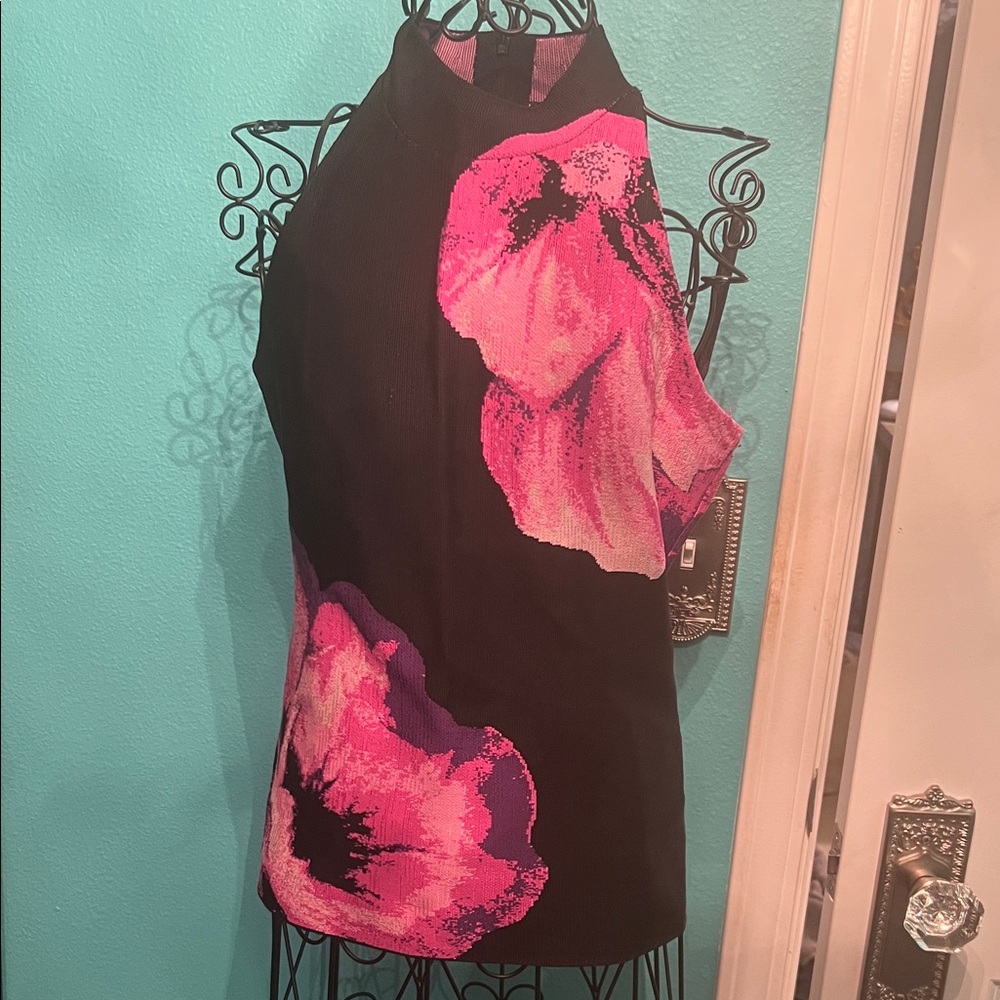 White House Black Market Floral Halter Tank Top